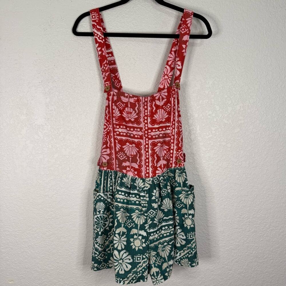New Free People Palm Bay Printed Shortalls Pockets Floral Boho Tropical Vacation